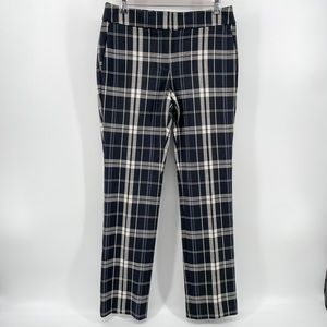 Ann Taylor Womens The Straight Pant Black Blue Plaid 4 New